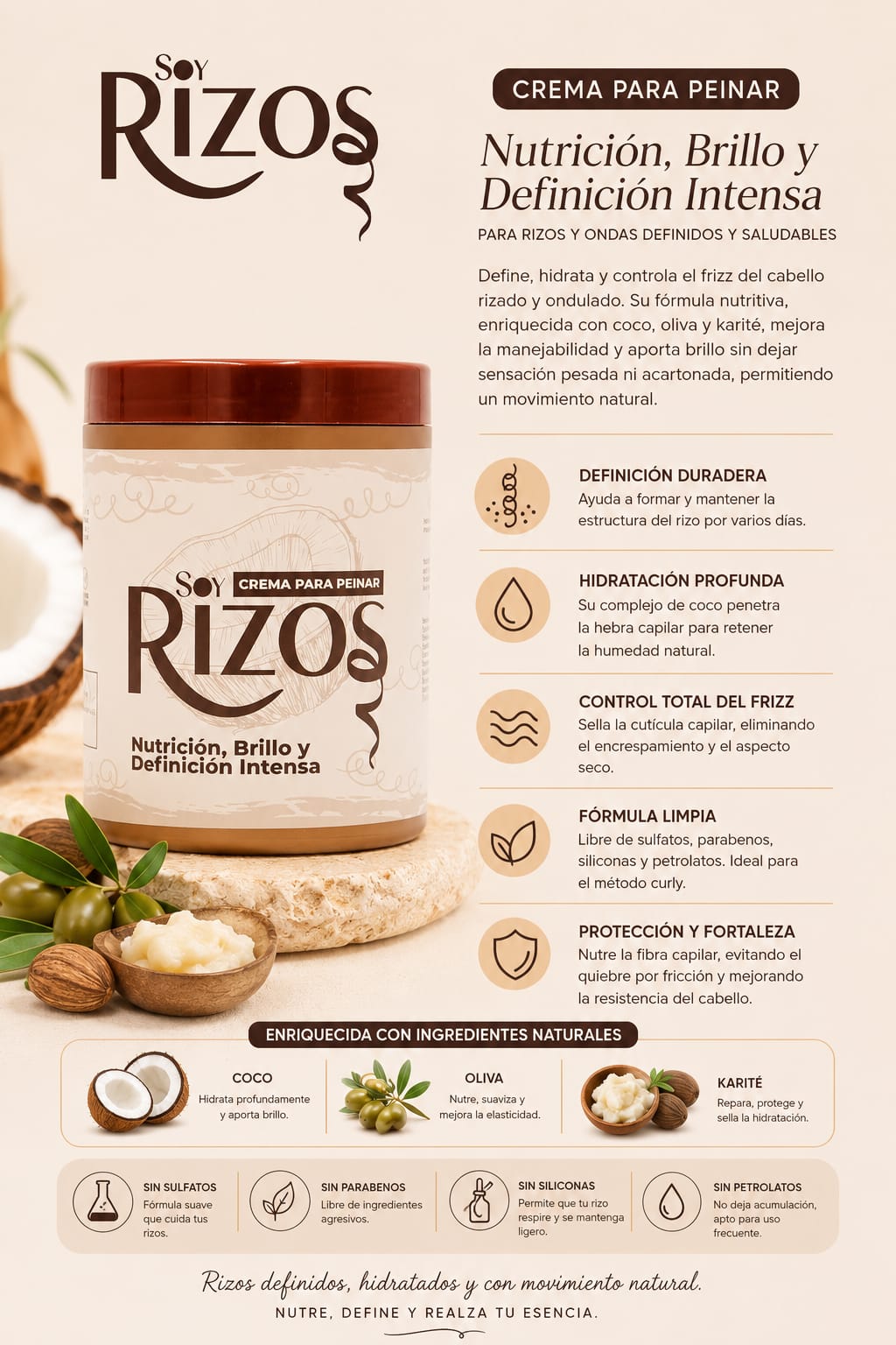 SOY RIZOS CREMA PARA PEINAR 500 ML - Imagen 2
